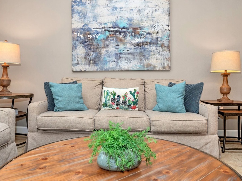 Enjoy and relax in the plush furniture.