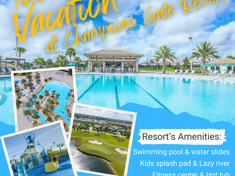 Nestled in the exclusive Champions Gate Resort, this home offers access to two stunning clubhouses featuring pools, water slides, a lazy river, fitness center, and more!