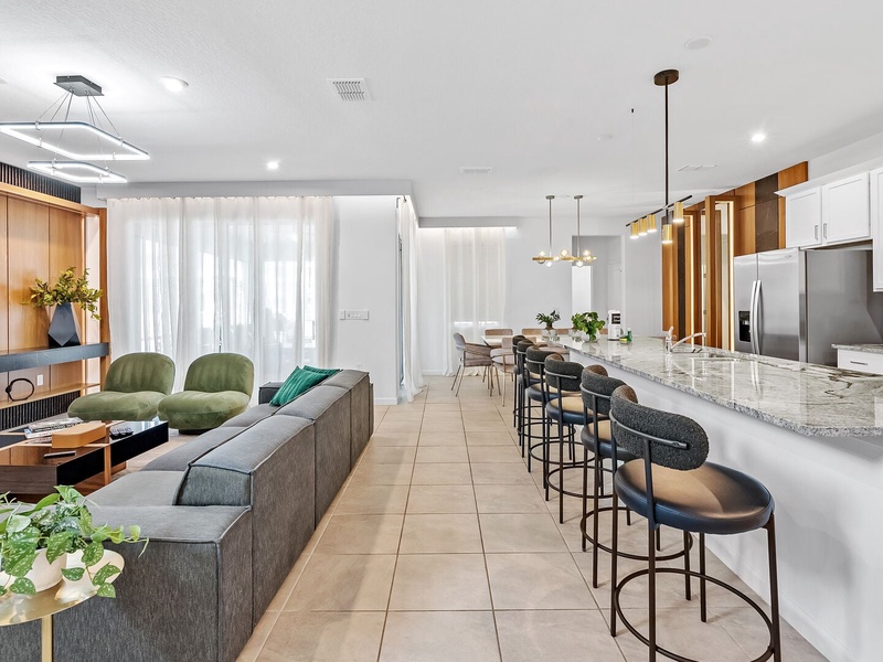 Beautifully decorated open-concept spaces.