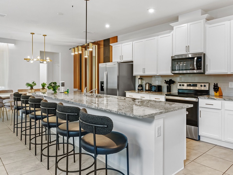 Our kitchen is fully equipped with all the appliances you need to prep your meals for the day.