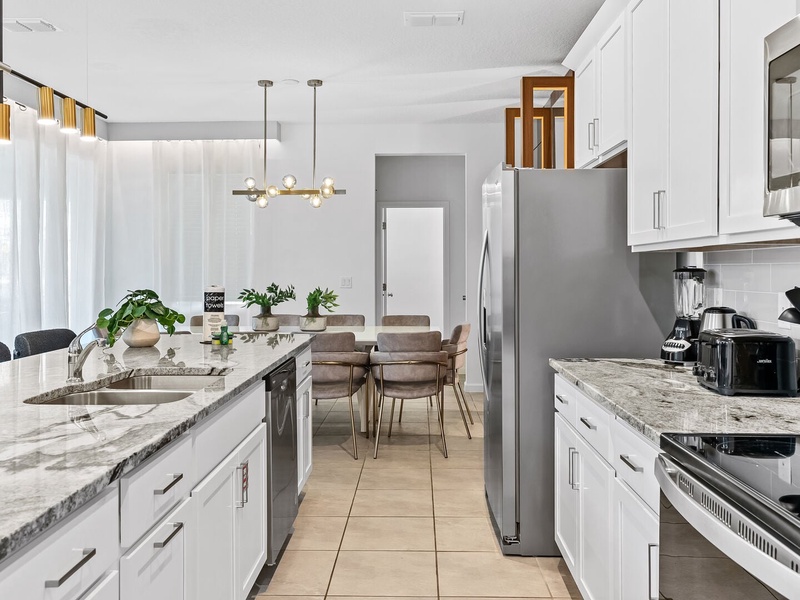 Our kitchen is fully equipped with all the appliances you need to prep your meals for the day.