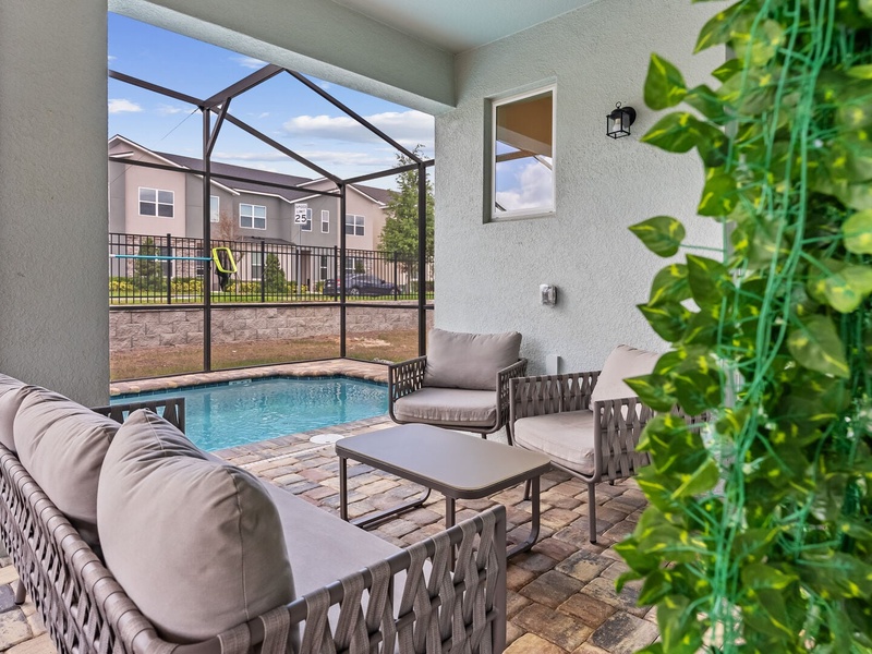 Lounge, relax, and enjoy poolside living outdoors.