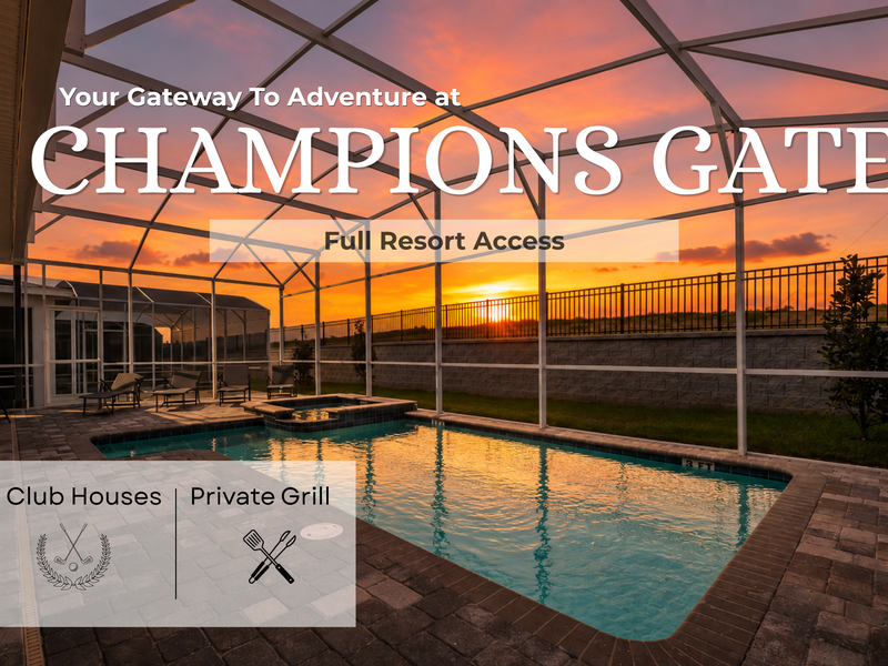 6BR resort home with private pool, game room & golf access.