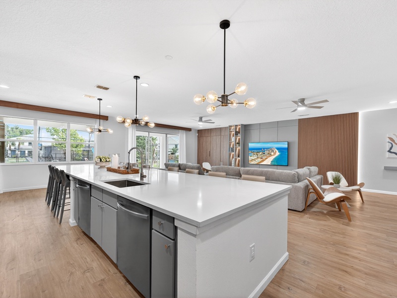Our kitchen is fully equipped with stainless steel appliances with everything you need to get ready for the day.