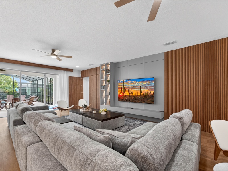 Comfortable plush seating for everyone to relax and unwind while enjoying a movie night together.