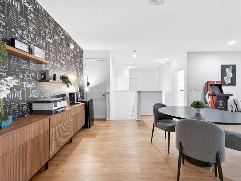Our loft features a comfortable seating area with a second tv room, and mini bar for your convenience and relaxation.
