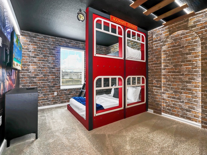 Your journey to Hogwarts starts here! Kids will love sleeping in these unique train-inspired bunk beds.