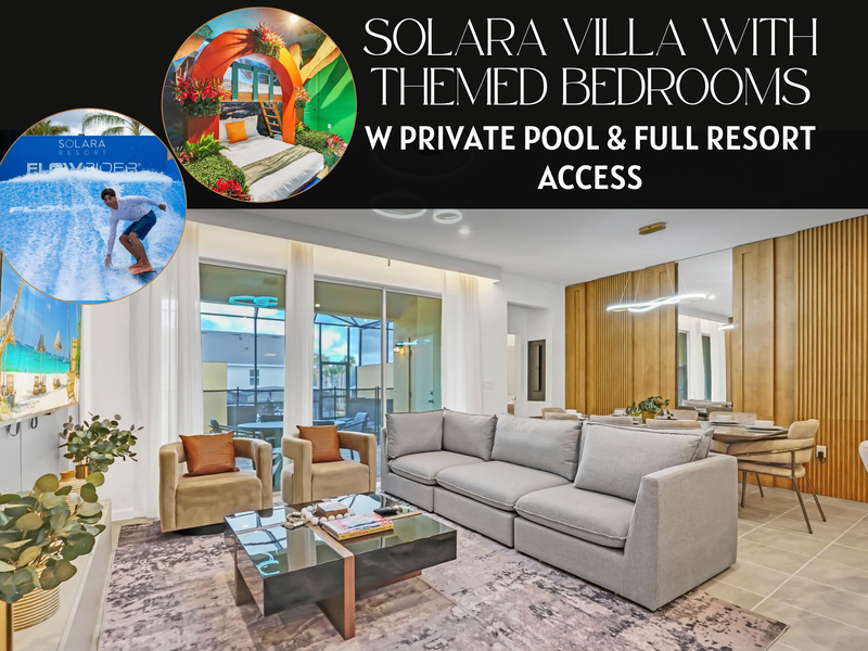 Beautiful 5-bedroom, 4.5-bathroom vacation home at Solara Resort, featuring a private pool and incredible resort amenities near Disney World!