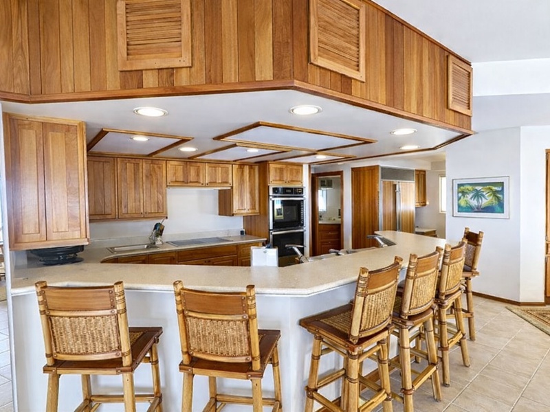 Spacious open-concept kitchen with seating