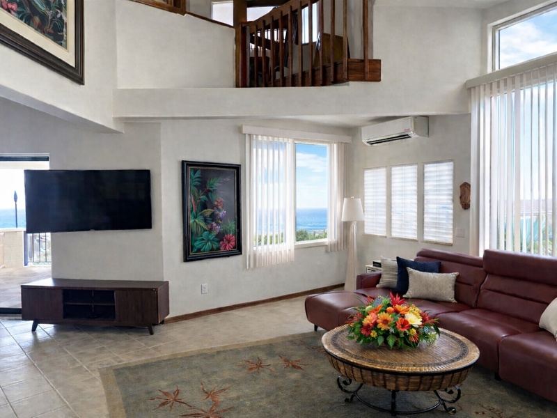 Bright, Airy Living Room with Partial Ocean Views