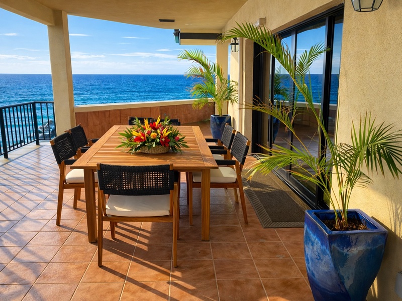 Oceanfront dining with sweeping Kona Coast views