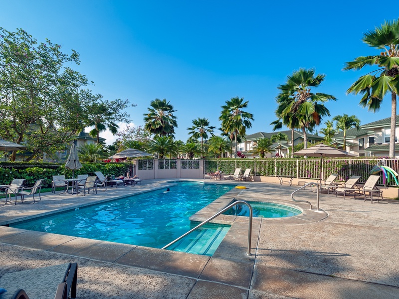 Swimming pool for our Kauai vacation rentals at Villas of Kamali