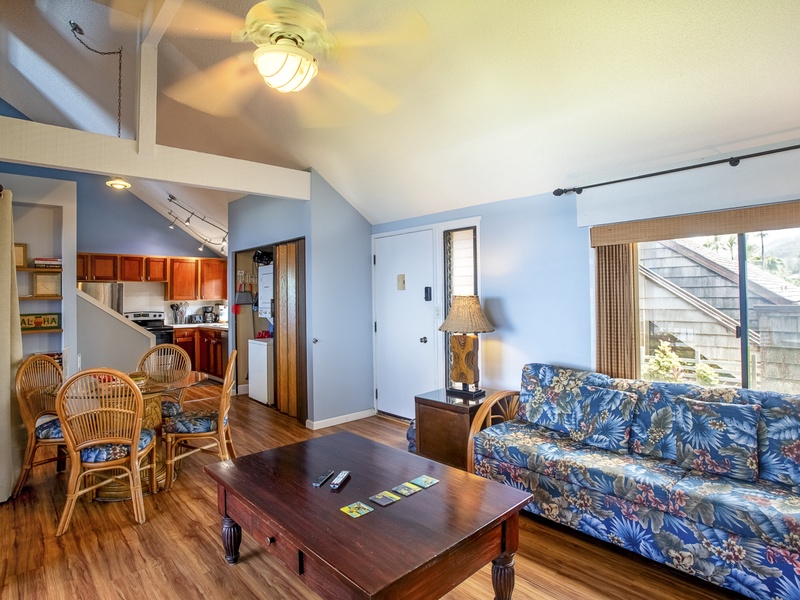 The living and dining area has plenty of room for your whole crew, whether you're sitting down for dinner and a board game, or kicking your feet up for movie night. 