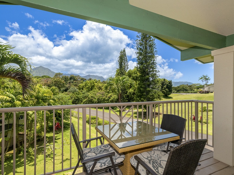You can enjoy some al fresco dining on the balcony lanai, or simply sit and take in your beautiful surroundings. 