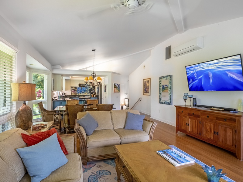 The large smart TV in the den makes family movie night a breeze! Curl up on the couches and enjoy a quiet night in