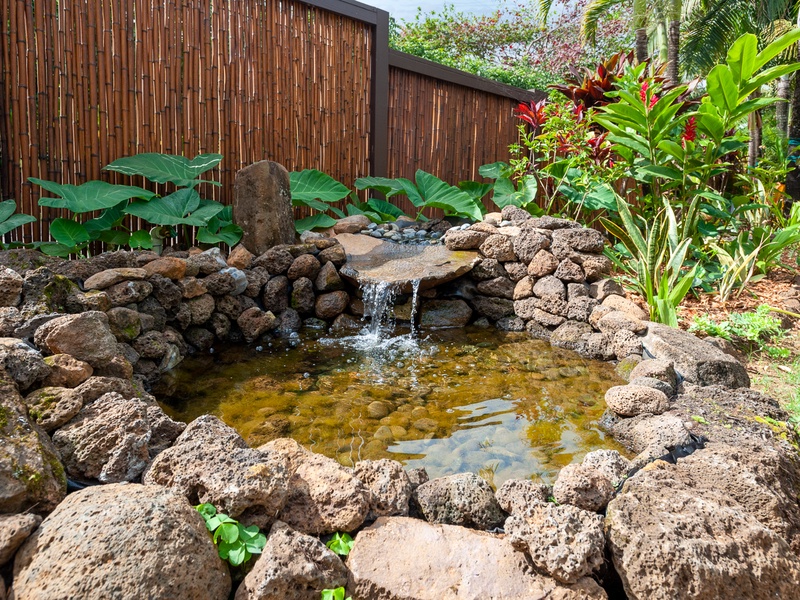 Hanalei Colony Resort pond with waterfall