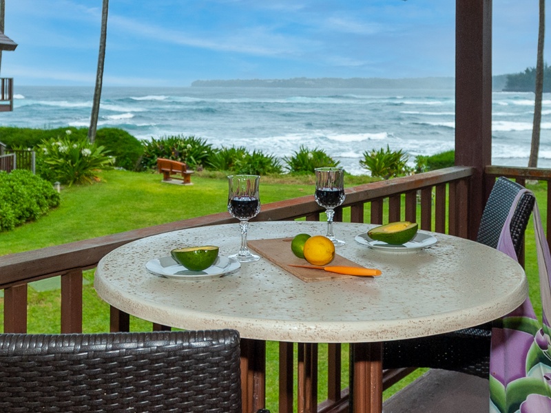 Your oceanfront lanai steps to the beach
