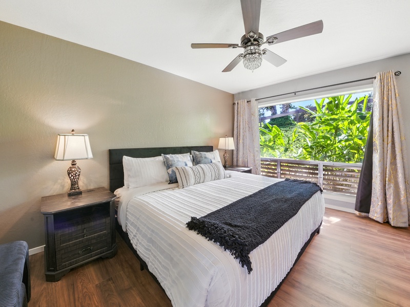 The private bedroom at unit 132, complete with a cozy queen bed for unwinding in after a long day!