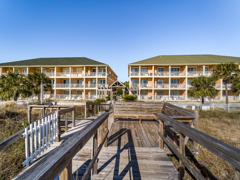 view of buildings from boardwalk