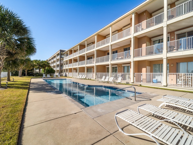 view of pool & building