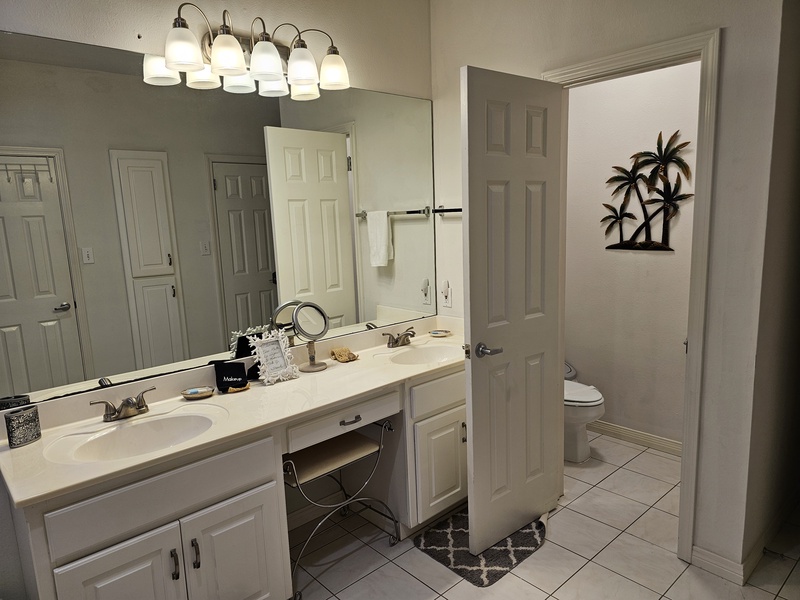 counter and bathroom