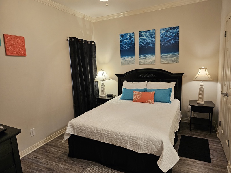 bedroom off of entrance hallway