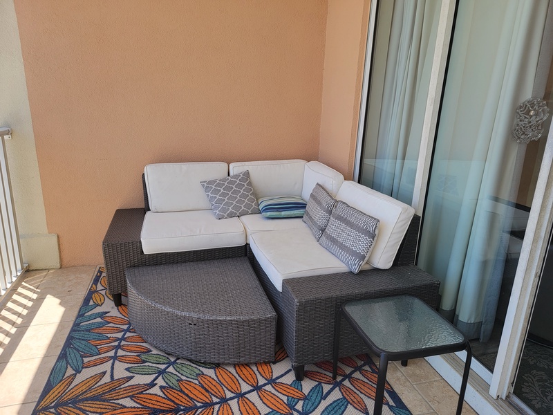 corner sofa on patio