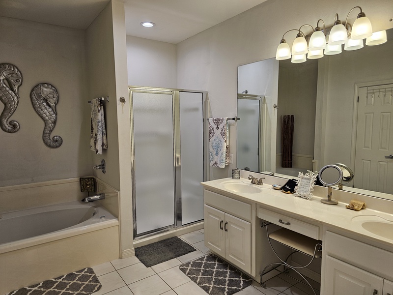 bathtub, shower, and counter
