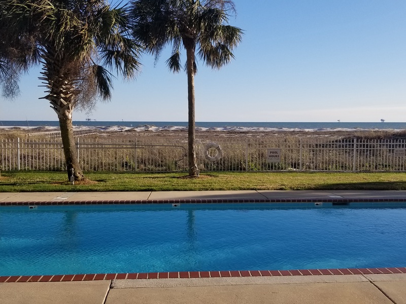outdoor pool area