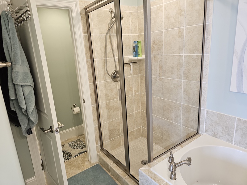 Tub and separate shower. 