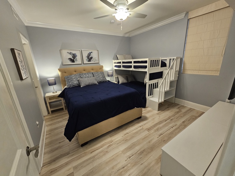 2nd Bedroom with Queen and Bunks.