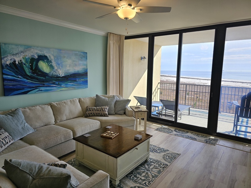 Comfortable living room with incredible view!