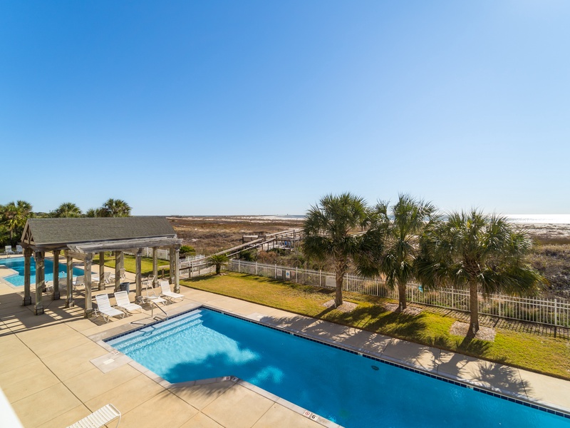 View of pools and beach