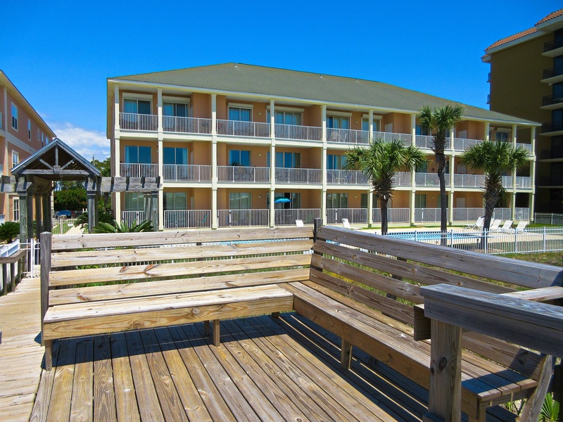 view of building from boardwalk