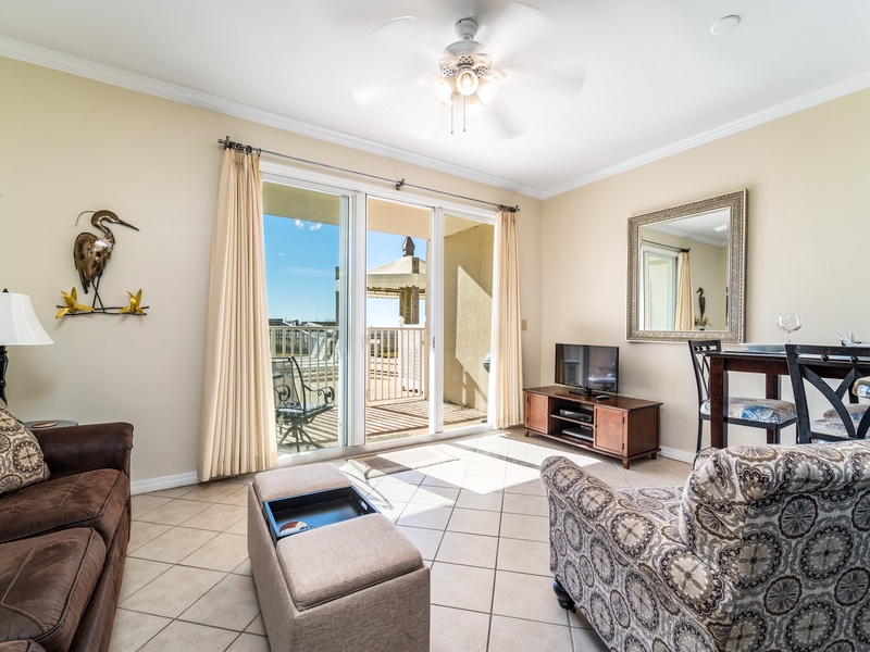 living room & balcony