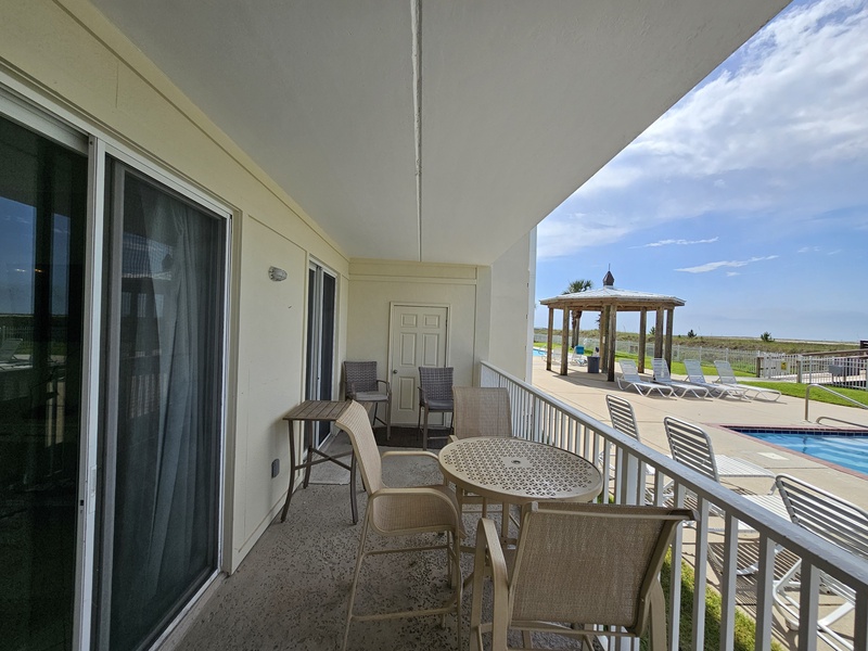 Patio with bar height furniture