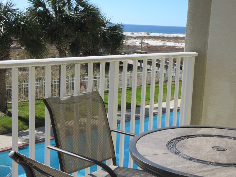 close up of pool from balcony