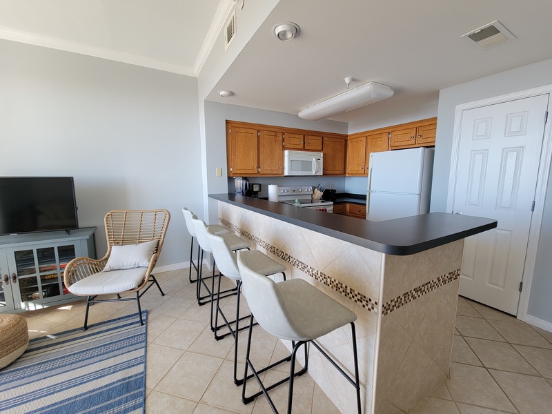 bar area & living room