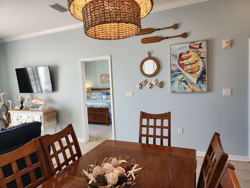 dining area & bedroom door