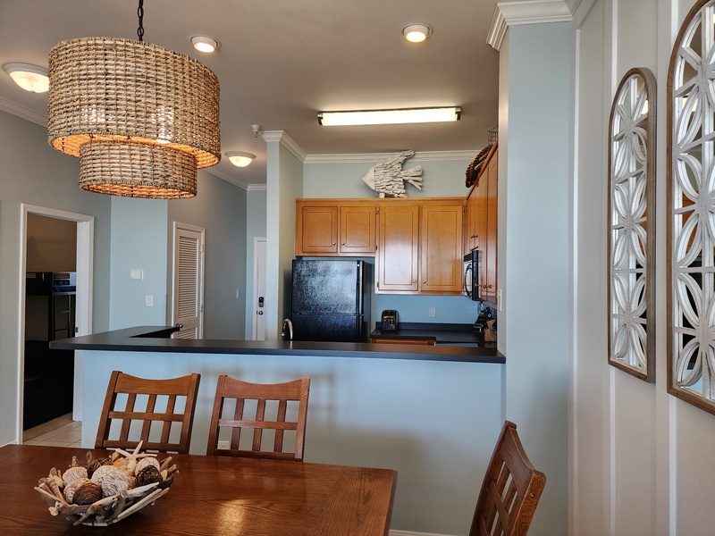 dining area & kitchen countertop