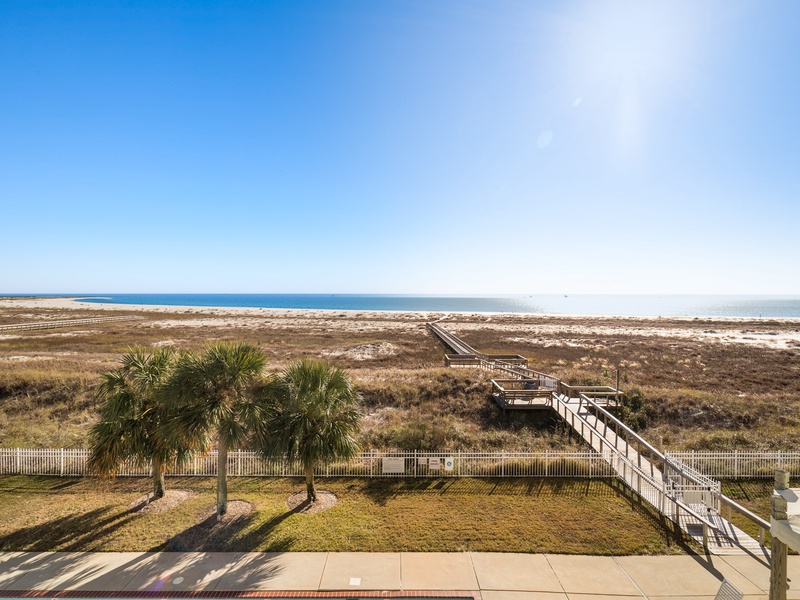 view of ocean & boardwalk
