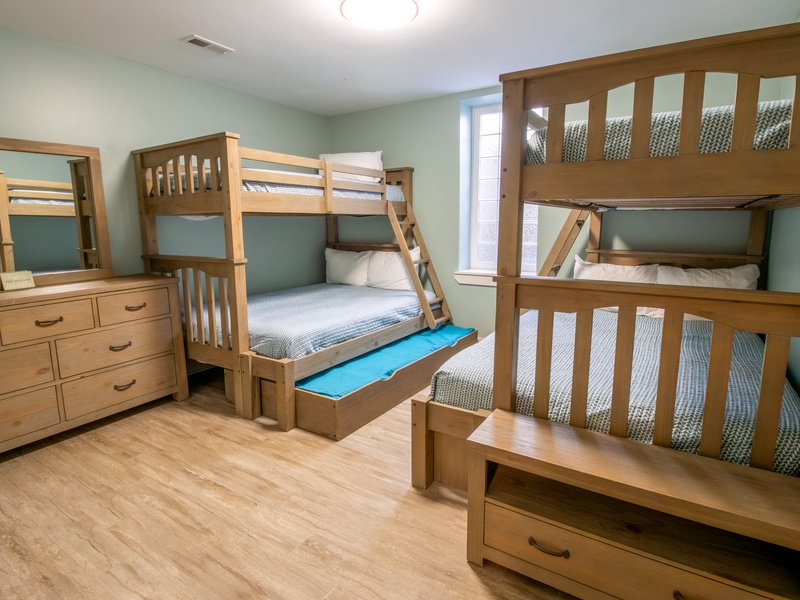 Basement | Bedroom 4 | Two Twin over Full Bunk Beds with Twin Tr