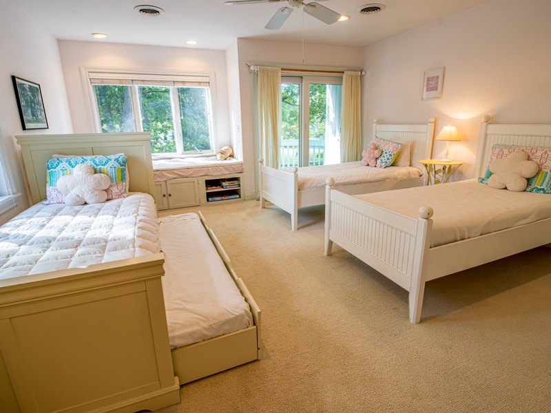Second Level | Bedroom  4: Three Twin Beds with One Twin Trundle