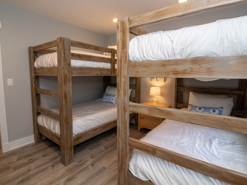 Basement | Bedroom 6: Two Twin over Twin Bunk Beds