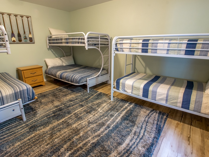 Garden Level | Bedroom 6 | Two Twin Over Queen Bunk Beds | Twins