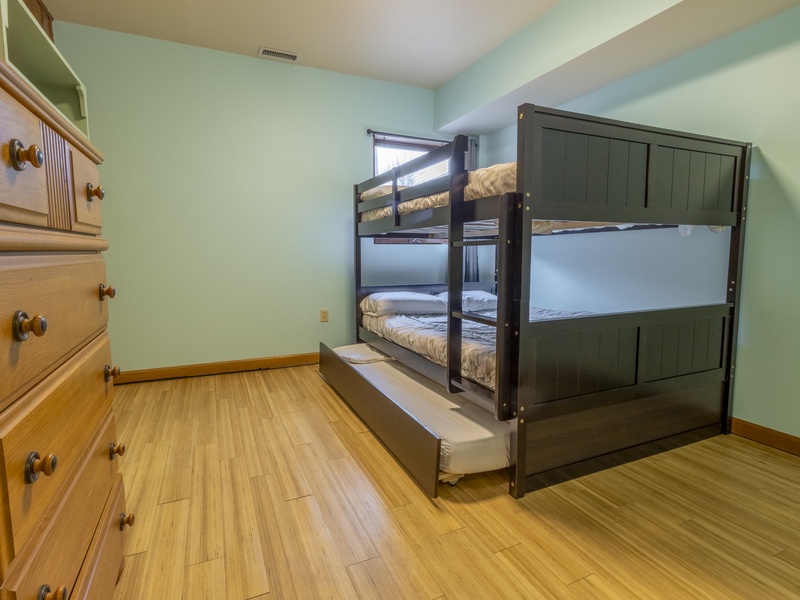 Basement | Bedroom 4 | Full over Full Bunk Bed with Trundle