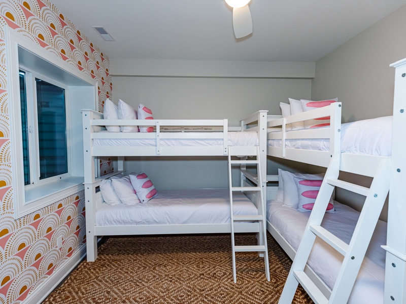 Basement | Bedroom 7 | Two Twin over Twin Bunk Beds