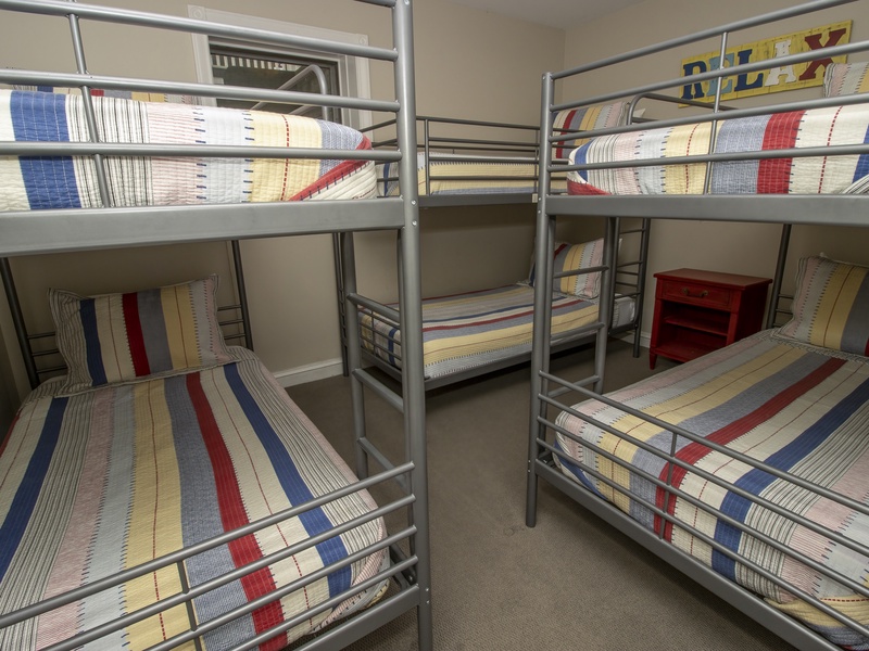 Basement | Bedroom 5| Three Twin over Twin Bunk Beds