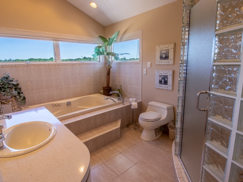 Second Level | Attached Walk in Shower and Jacuzzi Tub
