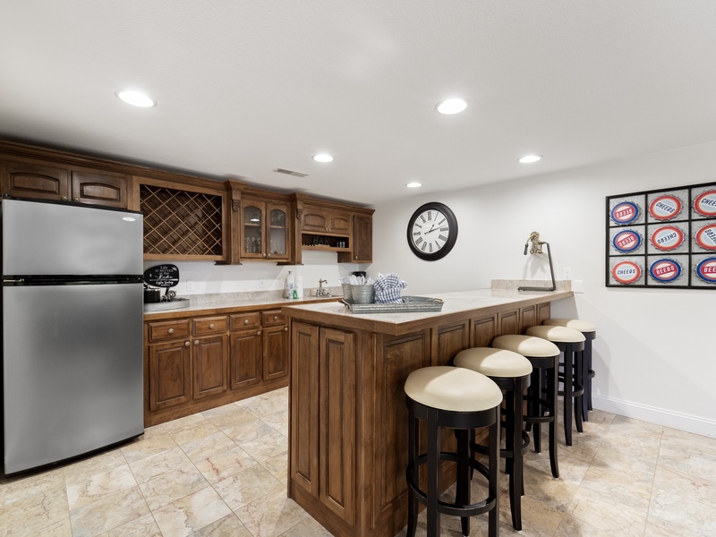 Wet bar on lower level